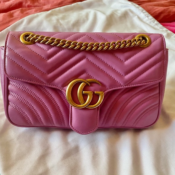 WOW! GORGEOUS SMALL GUCCI MARMONT BAG IN PINK - Picture 8 of 12